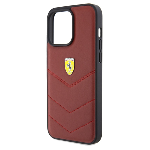 Etui Ferrari FEHCP15XRDUR iPhone 15 Pro Max 6.7" czerwony/red hardcase Leather Stitched Lines Case