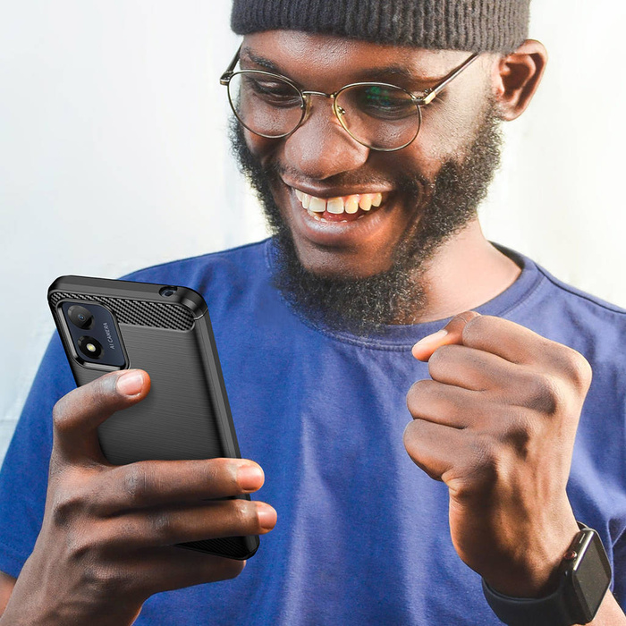 Etui Carbon Case etui Motorola Moto E13 elastyczny silikonowy karbonowy pokrowiec czarne Case