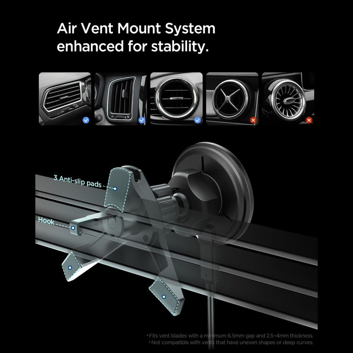 UCHWYT NA KRATKĘ SPIGEN EV15MAQ ESSENTIAL MAGNETIC MAGSAFE 15W Qi2 CZARNY