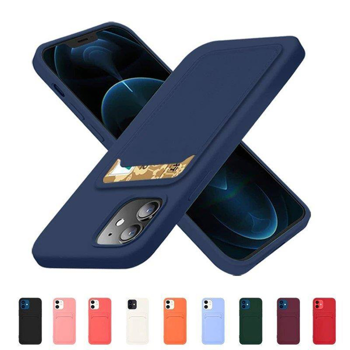 Card Case silikonowe etui portfel z kieszonką na kartę dokumenty do Samsung Galaxy S21 Ultra 5G bordowy