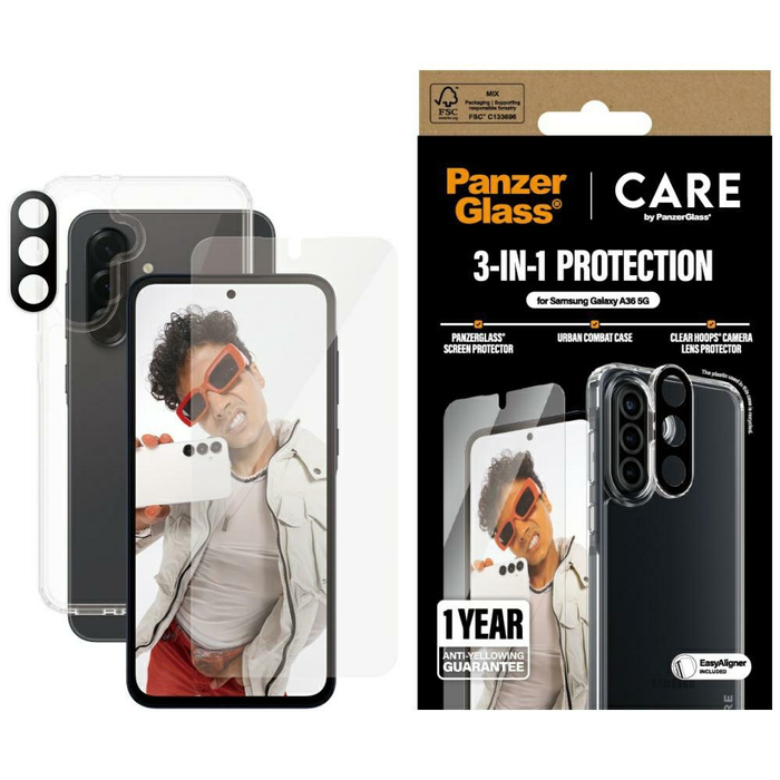 Zestaw ochronny CARE by PanzerGlass       Flagship 3w1 Etui+Szkło+Lens do Samsung Galaxy A36 5G