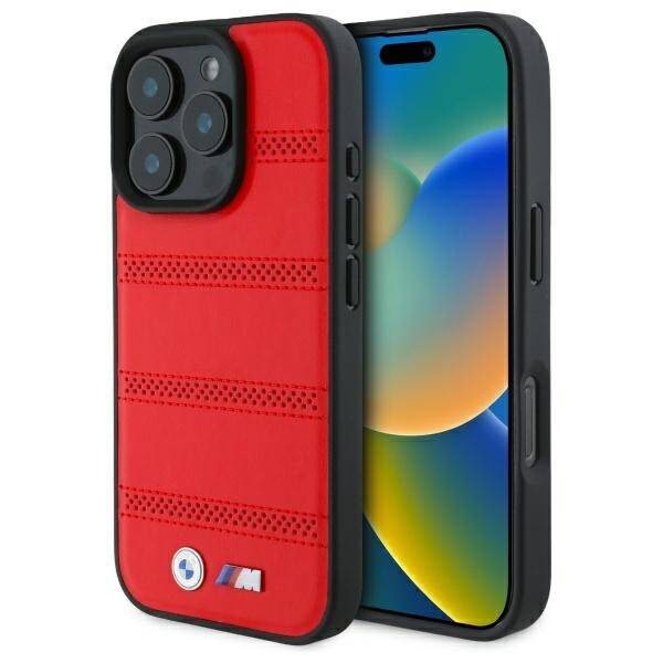 Etui BMW iPhone 16 Pro Max 6.9" czerwony/red hardcase M Perforated And Stitched Line MagSafe