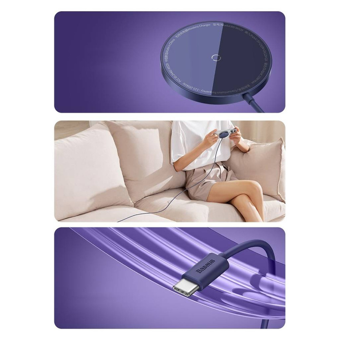 Baseus Simple Mini3 ładowarka magnetyczna MagSafe Qi 15W fioletowa 