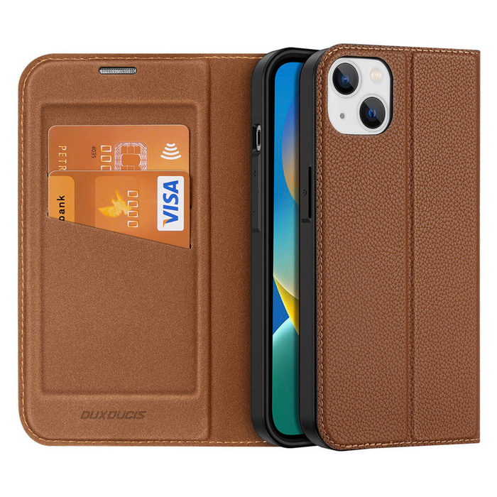 Dux Ducis Skin X2 etui do iPhone 14 Plus pokrowiec z magnetyczną klapką brązowy