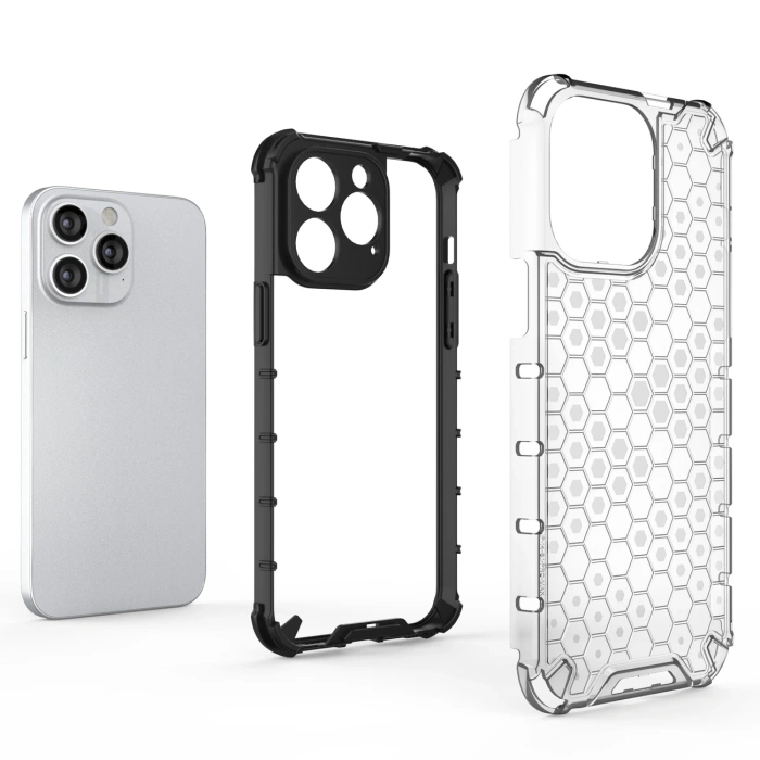 Honeycomb etui iPhone 14 Pro pancerny hybrydowy pokrowiec czarne