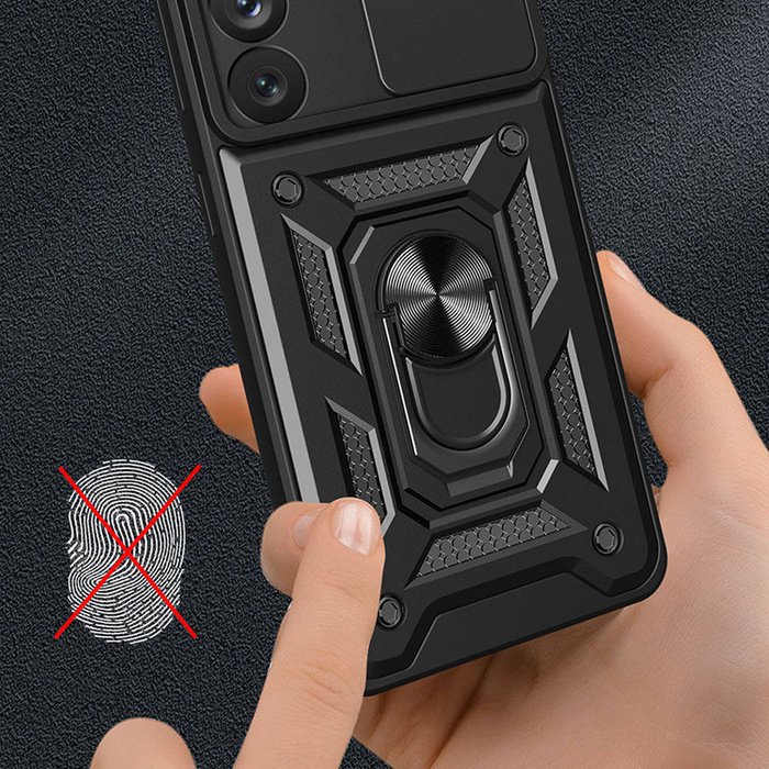 Etui Hybrid Armor Camshield etui do Samsung Galaxy A14 pancerny pokrowiec z osłoną na aparat różowe Case