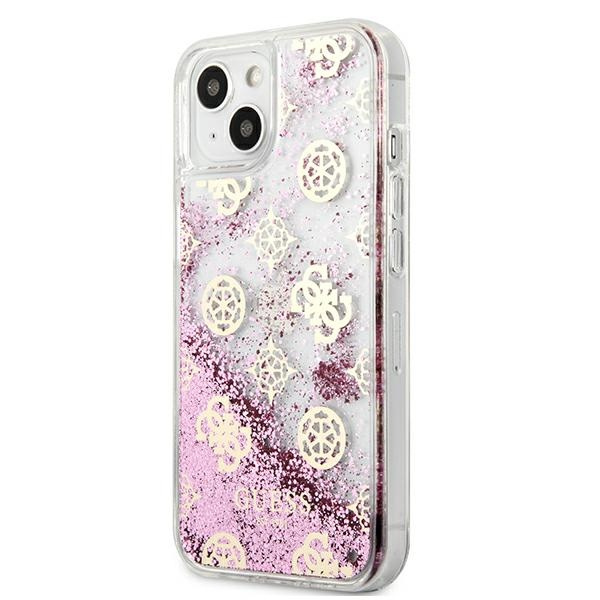 Etui GUESS Apple iPhone 13 Mini Peony Liquid Glitter Różowy Hardcase