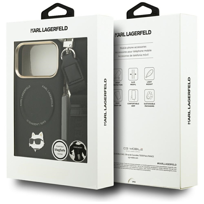 Etui Karl Lagerfeld Big Strap Choupette  Metal Logo MagSafe do iPhone 17 Pro czarny