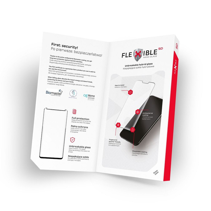 Szkło hybrydowe do iPhone 13 / 13 PRO / 14 / 16e (SE 4 2025) Forcell Flexible 5D czarne