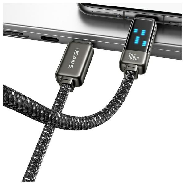 USAMS Kabel USB-C na USB-C 100W 1.2m      Zinc Alloy Fast Charging Data Cable Meteor Series SJ744USB02 (US-SJ744)