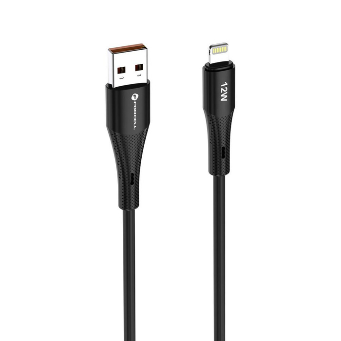 Kabel USB A do Lightning Forcell F-Energy 2,4A 12W Silicone 1 m C343 czarny
