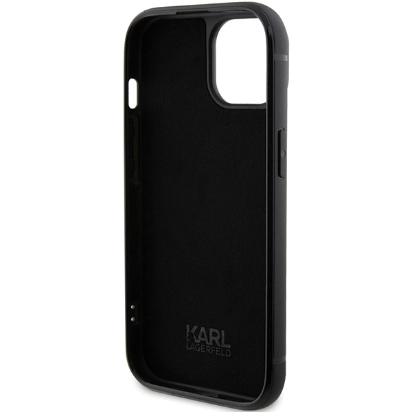 Etui Karl Lagerfeld KLHCP15SHDSPLK iPhone 15 6.1" czarny/black hardcase Rhinestone Logo Metal Plate