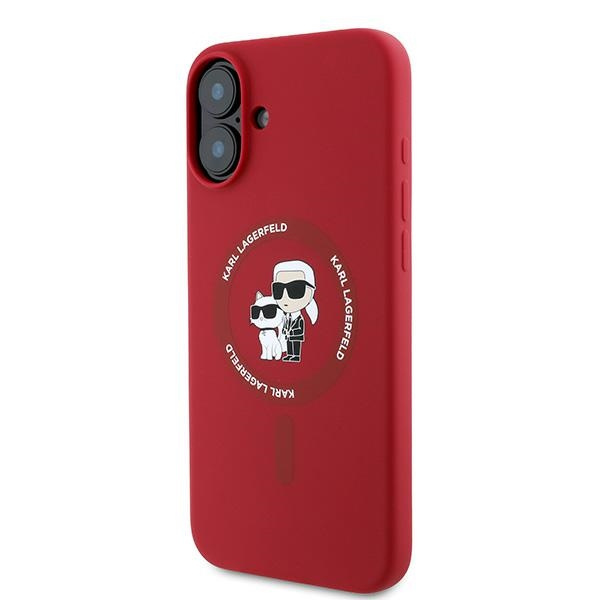 Etui Karl Lagerfeld iPhone 16 Plus czerwony/red HC MagSafe Silicone KC Heads Ring