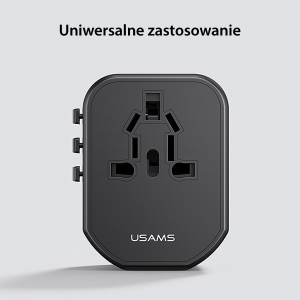 USAMS Ład. siec. 2xUSB T59 20W adapter 4w1 US/AU/EU/UK czarny/black CC179TC01 (US-CC179) Univesal Travel Charger