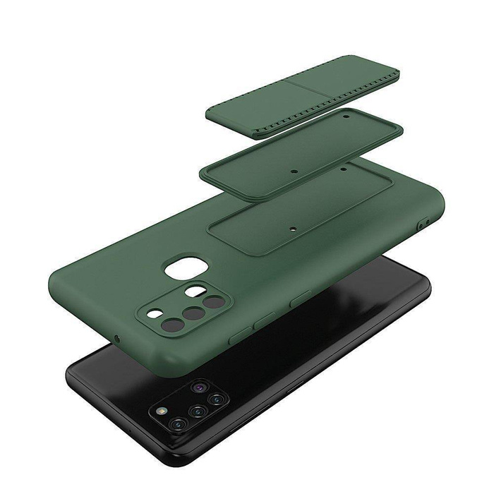 Wozinsky Kickstand Case silikonowe etui z podstawką etui Samsung Galaxy A21S ciemnoniebieskie