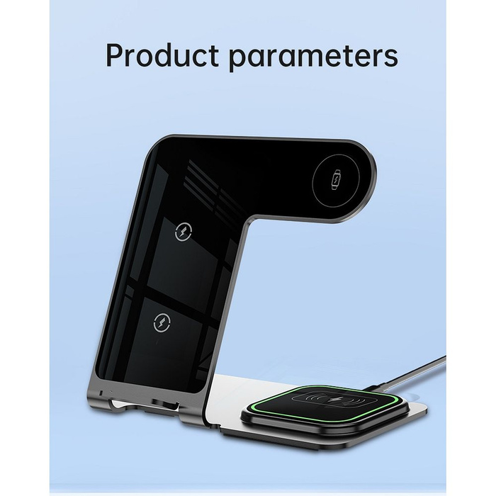 VEGER ładowarka indukcyjna 3w1 Qi 20W Y9 szara