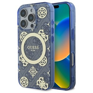 Etui Guess iPhone 16 Pro Max niebieski/blue hardcase IML Peony On 4G Background MagSafe