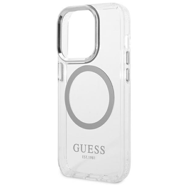 Etui GUESS Apple iPhone 14 Pro Metal Outline Magsafe Srebrny Hardcase