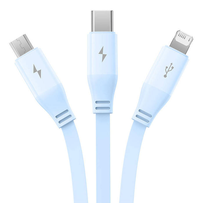 Kabel ładowania 3w1 Baseus USB do USB-C, USB-M, Lightning 3,5A, 1,1m (niebieski)