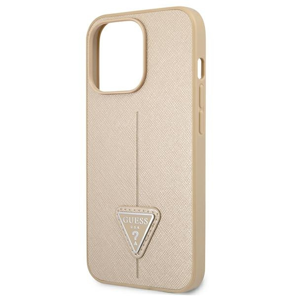 Etui GUESS Apple iPhone 13 13 Pro Saffiano Triangle Logo Beżowy Hardcase