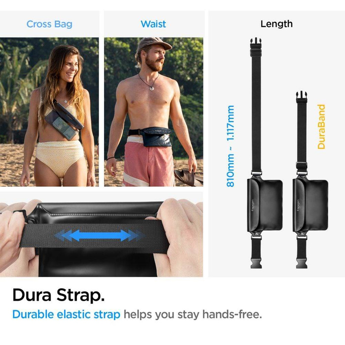 Etui Spigen A620 Uniwersalna Saszetka Wodoodporna Torebka Nerka Na Biodra Waterproof Waist Bag Black
