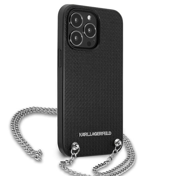 Karl Lagerfeld KLHCP13LPMK iPhone 13 Pro 6,1" hardcase czarny/black Leather Textured and Chain