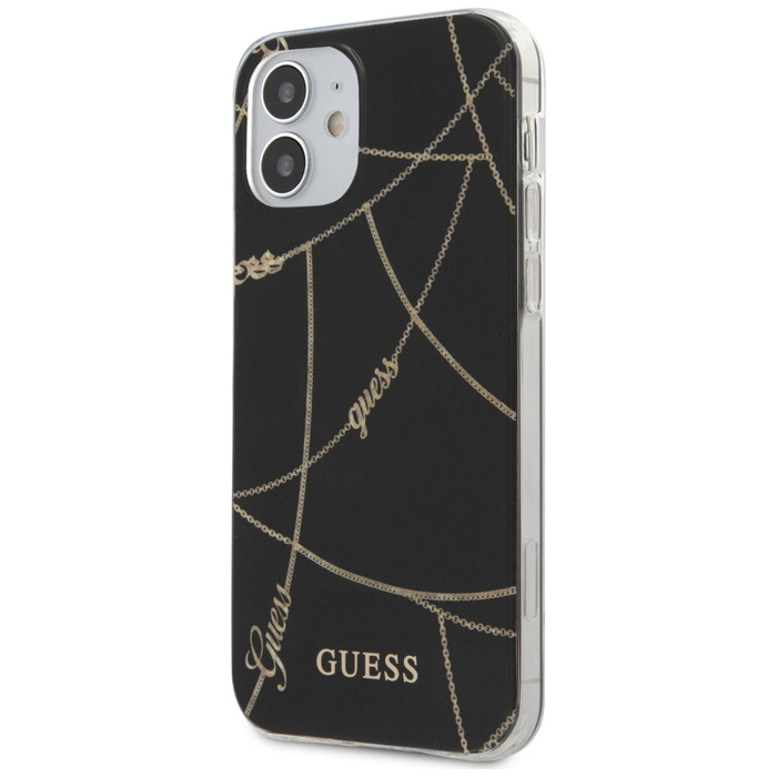 Etui GUESS Apple iPhone 12 Mini Gold Chain Collection Czarny Hardcase