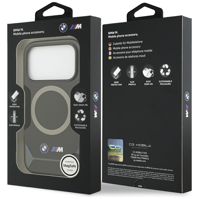 Etui BMW M IML Metal Buttons & Logo      MagSafe do iPhone 17 Pro niebieski