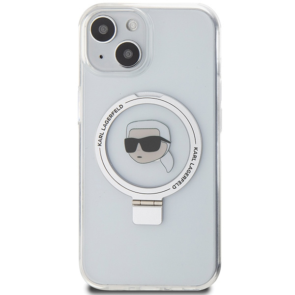 Etui Karl Lagerfeld KLHMP15SHMRSKHH iPhone 15 6.1" biały/white hardcase Ring Stand Karl Head MagSafe Case