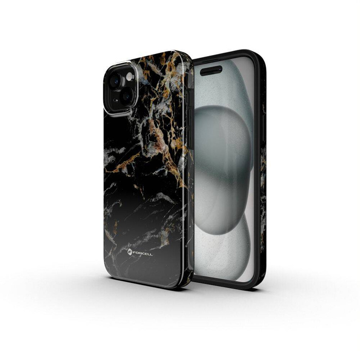 Etui na iPhone 16 PRO Forcell F-Protect Mirage zgodny z MagSafe Military Drop-Test black marble