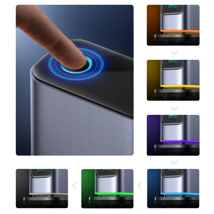 Ładowarka Joyroom JR-TCM02 wieloportowa GaN 65W EU 4x USB-C 2x USB-A - ciemnoszara