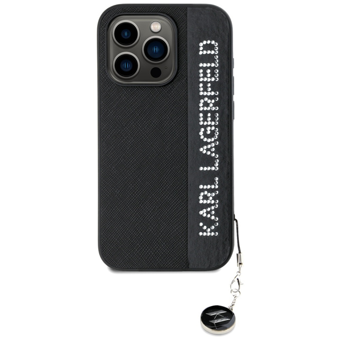 Etui Karl Lagerfeld KLHCP15LPSAKDGCK iPhone 15 Pro 6.1" czarny/black hardcase Saffiano Rhinestones & Charm