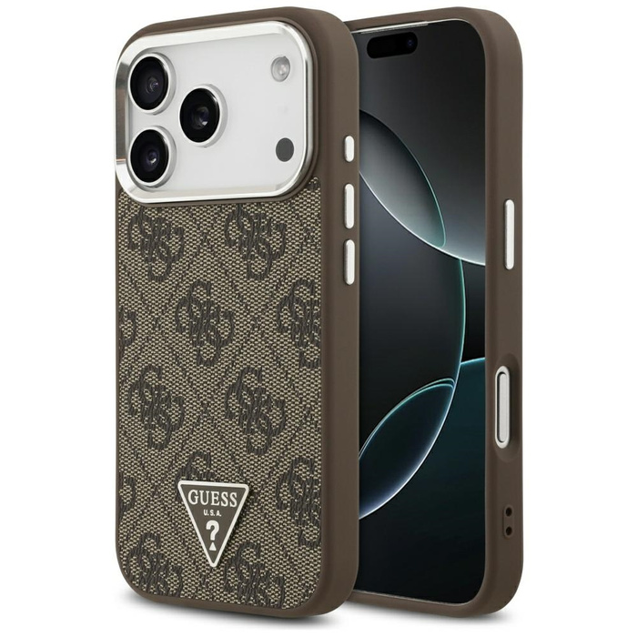 Etui Guess 4G Triangle Logo MagSafe do   iPhone 17 Pro brązowy srebrny