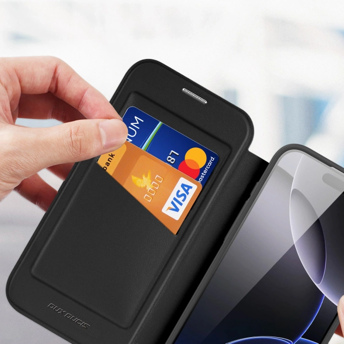 Etui Dux Ducis iPhone 17 Pro Skin X Pro z portfelem MagSafe Czarne