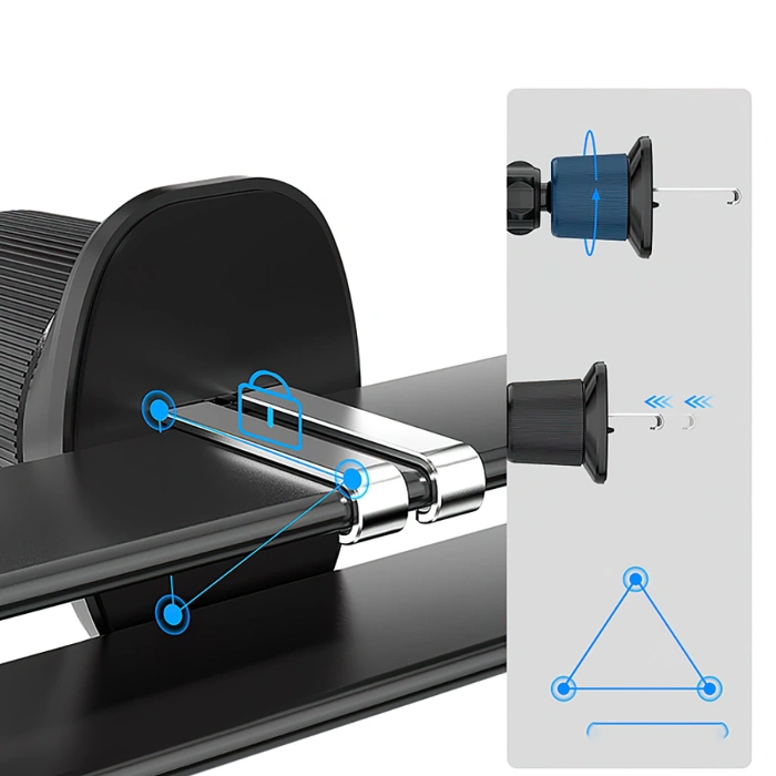 Uchwyt samochodowy Wozinsky WCT5-6S4Y z ładowarką indukcyjną Qi/MagSafe 15W na kratkę nawiewu  - czarny