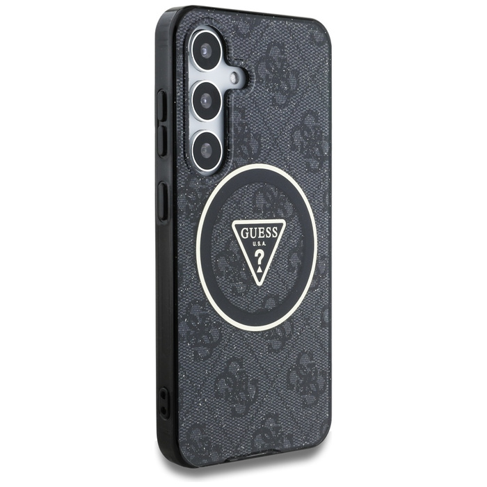 Etui Guess 4G Glitter Triangle Buttons    MagSafe do Samsung Galaxy S25+ czarny