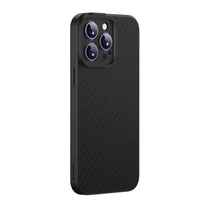 Etui Pancerne Etui iPhone 14 Pro Max Kompatybilne Z Magsafe Szkło Hartowane Baseus Synthetic Fiber - Czarne Case