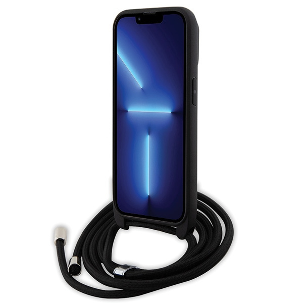 Etui Karl Lagerfeld KLHCP14LSAKCPSK iPhone 14 Pro 6.1" hardcase czarny/black Crossbody Saffiano Metal Pin Karl & Choupette Case