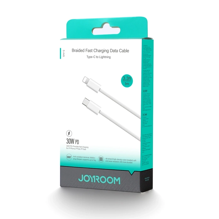 Kabel Joyroom S-A45 Ben Series 30W (USB-C  - Lightning) w oplocie 1m - biały