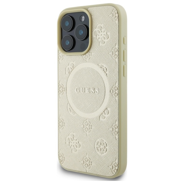 Etui Guess iPhone 16 Pro Max 6,9" złoty/gold HC MagSafe Safiano Peony Classic Logo