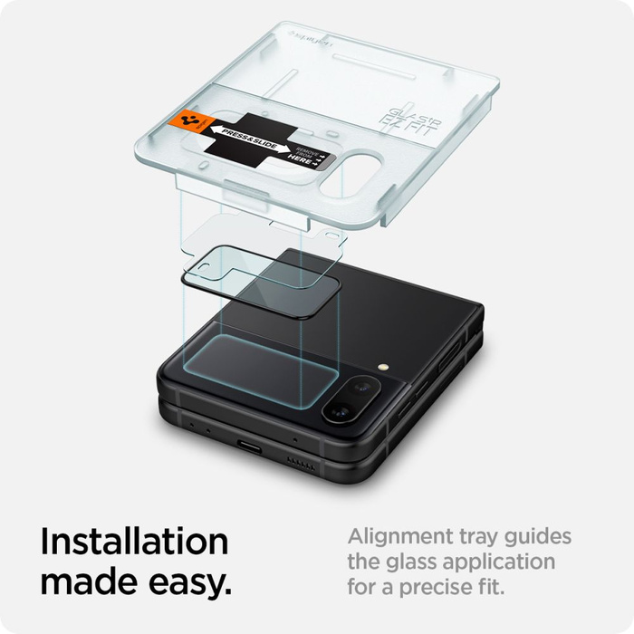 SZKŁO HARTOWANE SPIGEN GLASS FC ”EZ FIT” + HINGE FILM 2-PACK GALAXY Z FLIP 4 BLACK