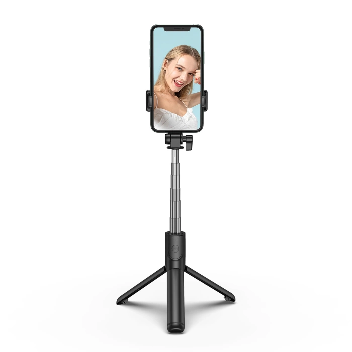 Selfie stick WHS1Y teleskopowy tripod 1m z uchwytem na telefon - czarny