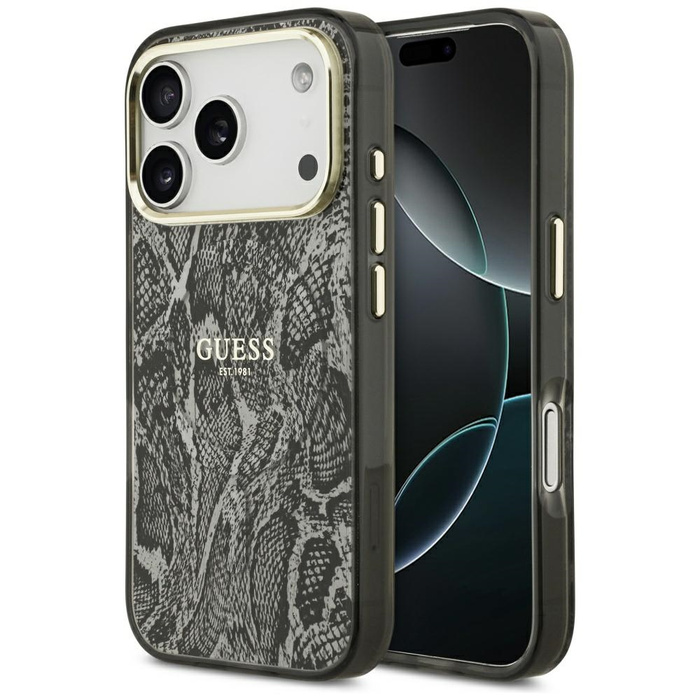 Etui Guess Python Pattern MagSafe do     iPhone 17 Pro czarny