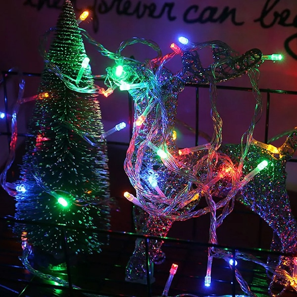 Lampki choinkowe LED - 5m/50 lampek      wielokolorowe/multicolor zasilane bat. 3xAA EHD-LS02