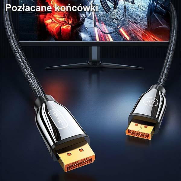 USAMS Kabel DP - DP 1.4 HD U75 3.0m czarny/black 8K HD SJ533DP01 (US-SJ533)