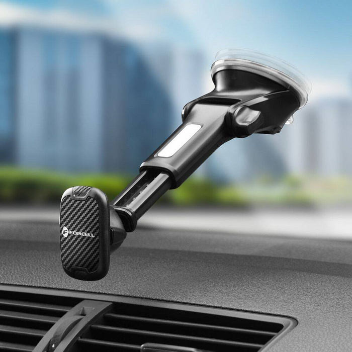Uchwyt na telefon do samochodu magnetyczny Forcell F-Grip Carbon H-CT327 do szyby / deski czarny