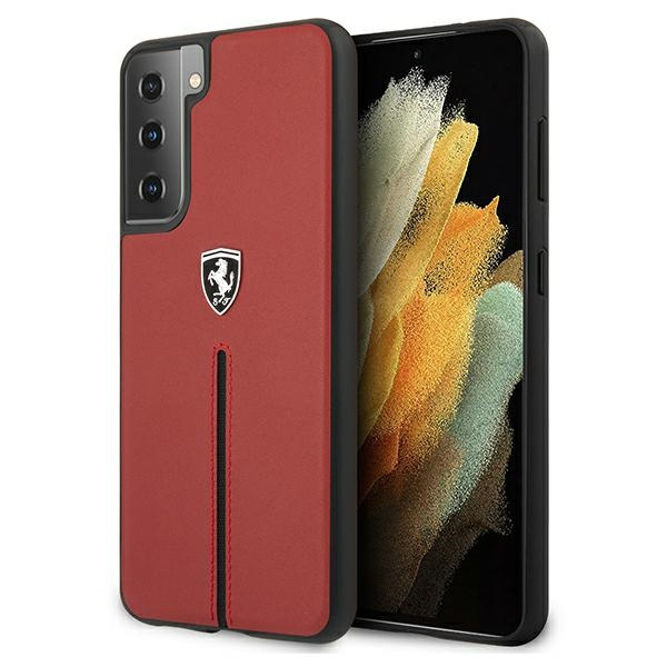Etui FERRARI Samsung Galaxy S21 Plus G996 Off Track Leather Nylon Stripe FEOSIHCS21MRE Czerwony Hardcase