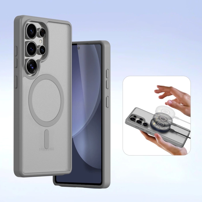 Etui skórzane Dux Ducis Lawa na Samsung Galaxy S25 Ultra z odłączanym portfelem magnetycznym - szare