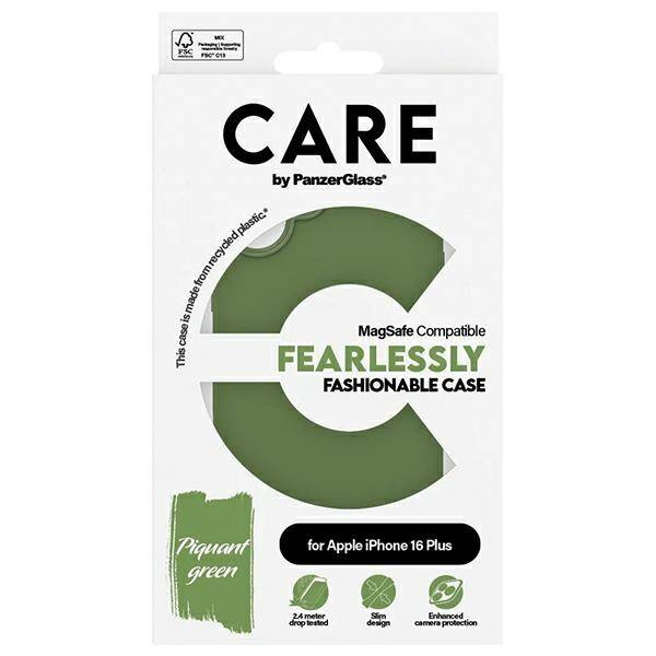 Etui CARE by PanzerGlass Fashion Case iPhone 16 Plus 6.7" zielony/green MagSafe 1387