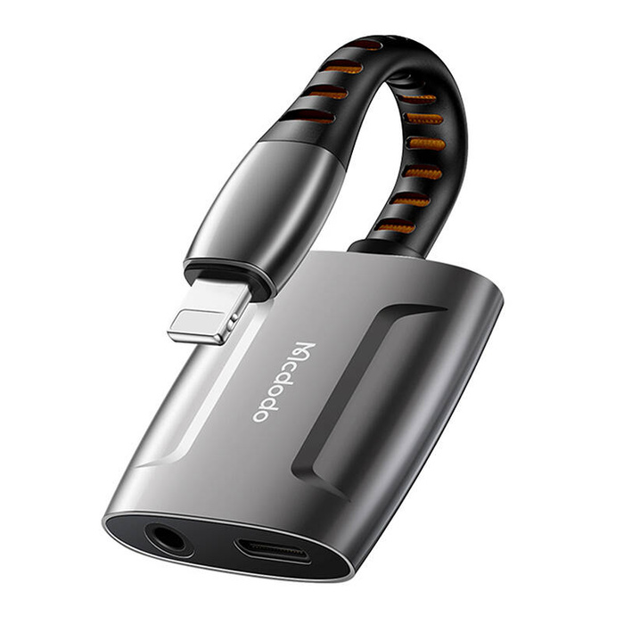 Adapter Lightning do Lightning + AUX mini jack 3.5mm, Mcdodo CA-6340 (czarny)